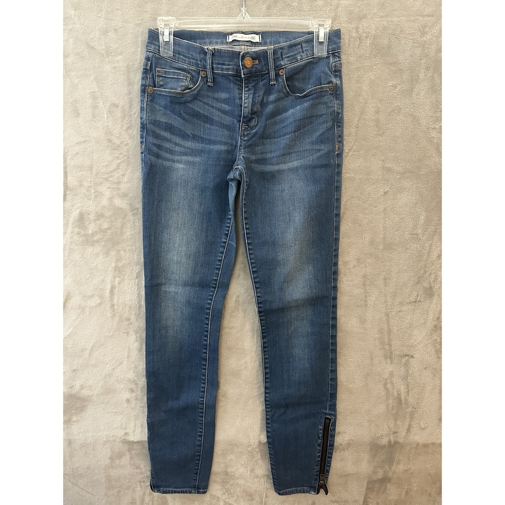 Madewell Jeans Womens 25 Blue Skinny Skinny Ankle Denim Zip Hem Stretch